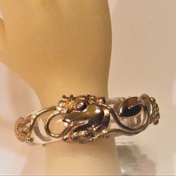 Vintage Early Inna Cytrine Lucite Gold Bracelet - Picture 3 of 8
